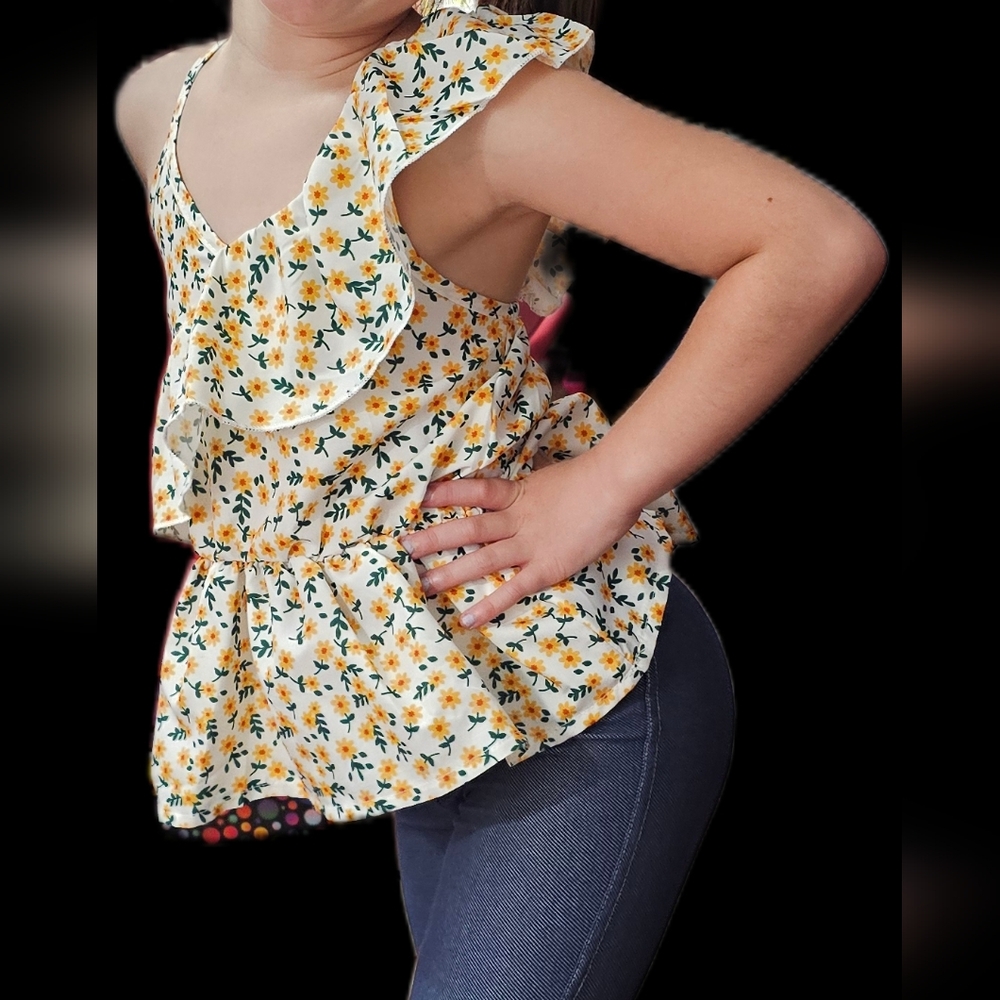 Floral Ruffle Kids Top 5Y